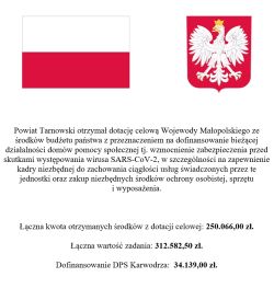 Czytaj więcej: Informacja dotyczącą otrzymanych i wykorzystanych środków finansowych z MUW w Krakowie